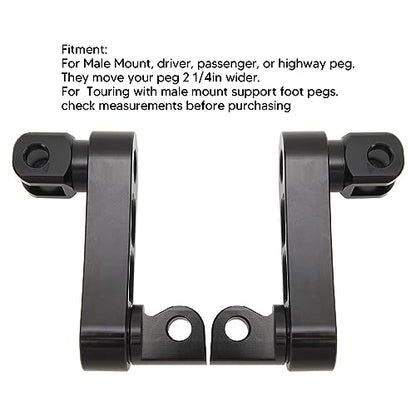 Motorcycle Foot Pegs Bracket, Adjustable Highway Foot Pegs Extension Brackets, Passenger Highway FootPegs Male Mount Foot Peg Clamp Support Extensions Bracket (Black) - color: Black