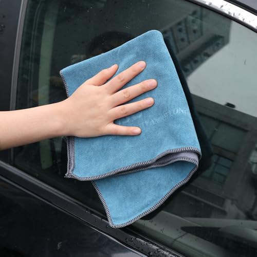 Ultra-Soft Microfiber Car Wash Towel | 41x41cm/32x73cm Multi-Size for Cars, Motorcycles & Appliances – Scratch-Free, Super Absorbent & Reusable - color: Grey&blue