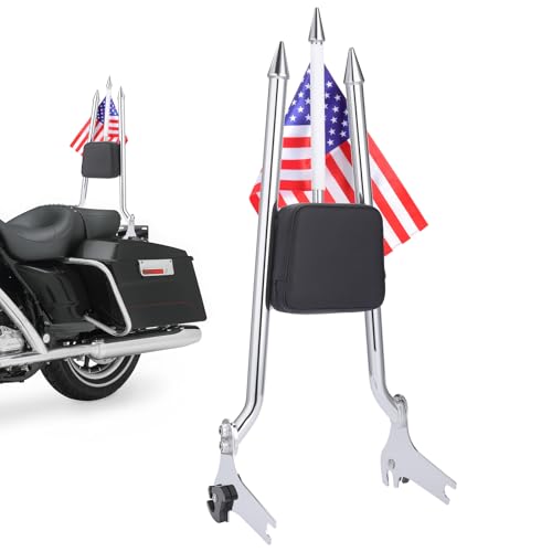 27 inch Motorcycle Rear Passenger Sissy Bar Backrest, Detachable Cushion Pad Fit for Harley Touring Road King Street Glide Road Glide Electra Glide 1997-2008 (Chromed Silver) - color: Chromed Silver