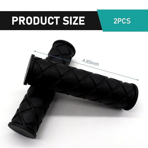 2 PCS Motorcycle Hand Grips, Non Slip Rubber Motorcycle Grips 7/8" 22mm/24mm, Open End Thruster Handlebar Comfort for Motocross Scooter Dirt Bike (Black)