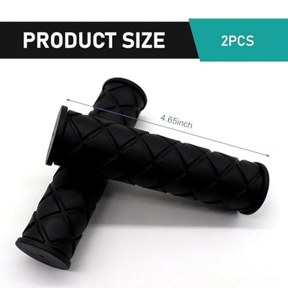 2 PCS Motorcycle Hand Grips, Non Slip Rubber Motorcycle Grips 7/8" 22mm/24mm, Open End Thruster Handlebar Comfort for Motocross Scooter Dirt Bike (Black)