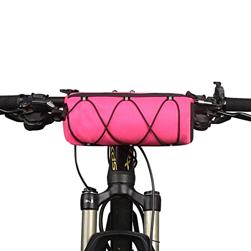 KOSIBATE Bike Handlebar Bag - Bicycle Front Bag with Shoulder Strap, Mountain & Road Bike Accessory, Pink - color: Pink