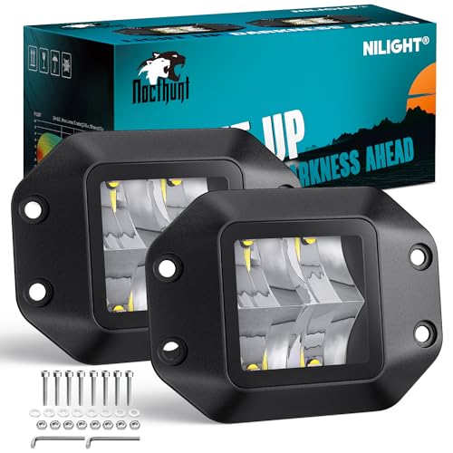 Nilight Flush Mount LED Pod Lights 2 PCS 4.7 Inch 4LED Flood Beam Bumper Offroad Driving Backup Reverse Work Light for Truck ATV UTV - color: 4.7Inch 4Led Flush Mount Light Pods