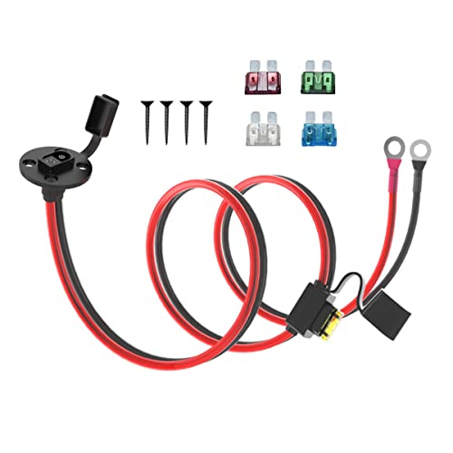 ELFCULB 3.3FT 10AWG SAE Power Socket Sidewall Port to O Ring Connecters Extension Cord Cable with 10A 15A 20A 25A 30A Fuse Compatible with Solar Generator Battery Charger,for Solar Accessories - color: SAE Power Socket Sidewall Port to O Ring, size: 3.3FT