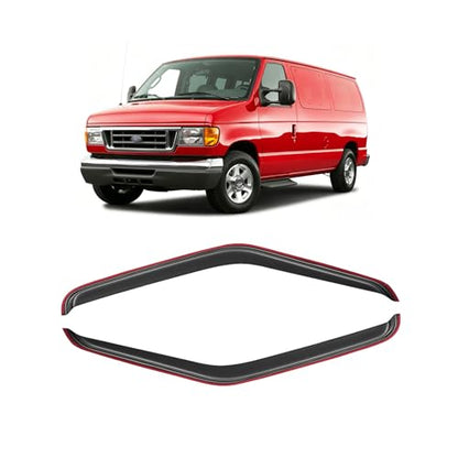 in-Channel Window Visor for 1992-2006 Ford E-150 E-250 E-350 E-450 E-550/ E150 E250 E350 E450 E550, Rain Guards Shields Vent Deflector Shade Wind Dark Smoke for 92-96 Ford Econoline Van, 2PCS - style: For 1992-2006 | Ford E150/ E250/ E350/ E450/ E550 | In