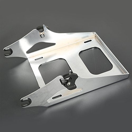 XFMT Motorcycle 5.5" Gunship Gray Razor Trunk Luggage W/Backrest Pad + Chrome Mount Bracket For Harley Touring Road King Street Glide Road Glide Electra Glide Ultra Classic 2014-Later - color: Gunship Gray Set 5
