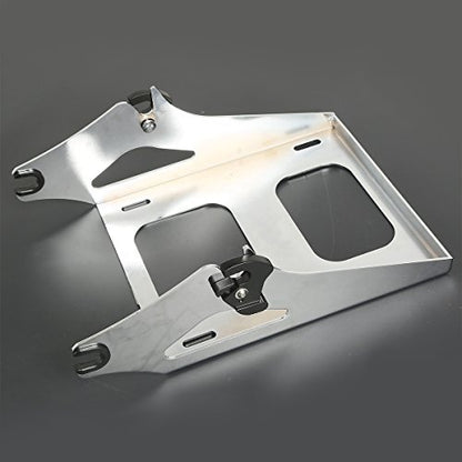 XFMT Motorcycle 5.5" Gunship Gray Razor Trunk Luggage W/Backrest Pad + Chrome Mount Bracket For Harley Touring Road King Street Glide Road Glide Electra Glide Ultra Classic 2014-Later - color: Gunship Gray Set 5