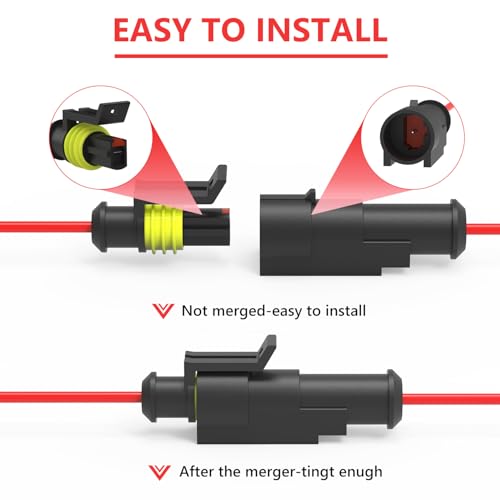 1 Pin Waterproof Electrical Wire Connectors 10 Pack Weather Pack Connectors Kit 20AWG Male and Female Automotive Wire Connectors for Car Truck Motorcycle Boat Auto Wiring - size: 1pin-10Pack