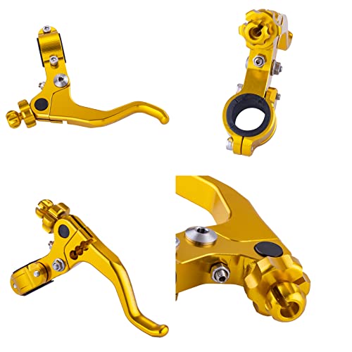 7/8‘’ 22mm Universal Motorcycle CNC Short Stunt Clutch Lever Aluminum Alloy Clutch Handlebar Compatible with Most Motorcycles Dirt Bike-Gold - color: Gold