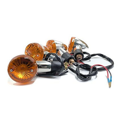 4pcs Universal Motorcycle Turn Signals Front Rear Turn Signal Blinker Light Compatible with Yamaha Motorcycle Bike Cruiser Bobber Chopper Shadow Honda Harley Kawasaki Suzuki (Amber) - color: Amber
