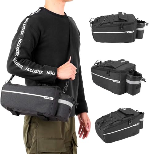 Lixada Bike Panniers Bike Trunk Bag Insulated Bag for Warm/Cool Items, Bicycle Rear Rack Storage Luggage Bicycle Seat Multifunctional Insulated Trunk Cooler Bag Shoulder Bag 11.4 6.3 6.7in - color: Black