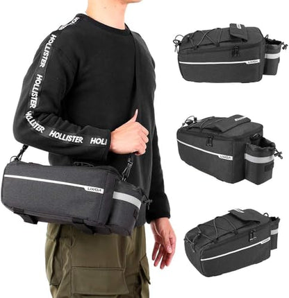 Lixada Bike Panniers Bike Trunk Bag Insulated Bag for Warm/Cool Items, Bicycle Rear Rack Storage Luggage Bicycle Seat Multifunctional Insulated Trunk Cooler Bag Shoulder Bag 11.4 6.3 6.7in - color: Black
