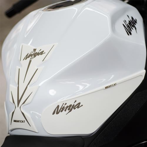 NIGHT CAT Compatible Ninja 400 Ninja 500 Motorcycle Fuel Tank Pad Kit Side Fuel Knee Guard Sticker Fuel Tank Protector（Fishbone Sticker-White） - color: Fishbone Sticker-White