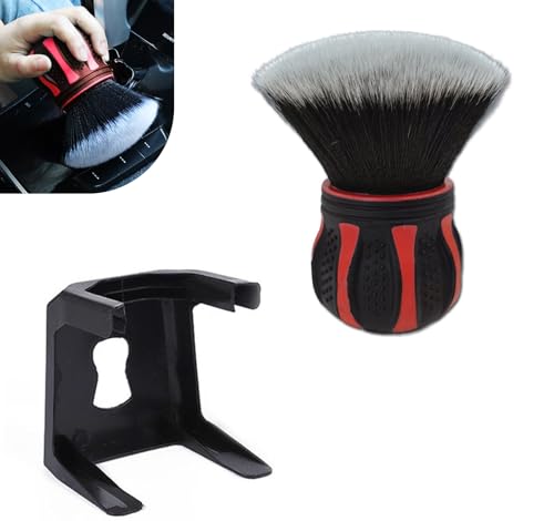 Car Detailing Brush, Ultra Soft Tire Shine Brush with Storage Rack, Interior Cleaning Tool, Universal Beauty Tools for Most Cars (Red) - color: Red