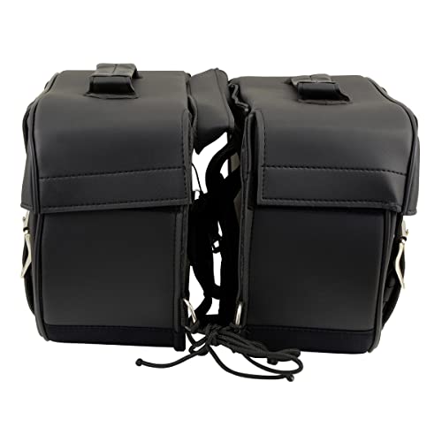 Milwaukee Leather PVC 2-Strap Throw-Over Easy Zip off and off Motorcycle Saddlebags - Medium - color: SH57701ZB-BLACK, size: Medium