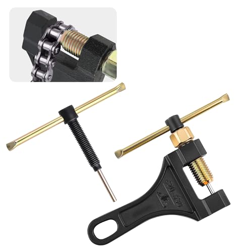 Motorcycle Chain Breaker Tool with Replacement Thimble,Upgraded Motorcycle Chain Tool #420 428 520 525 528 530,Universal Motorcycles Chains Removal Tools Motorcycles Accessories (2PCS) - color: 1*Chain Breaker + 1*Replacement Pin