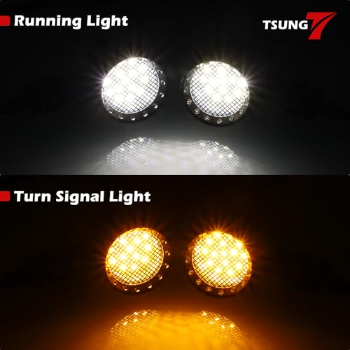 TSUNG 2PCS Motorcycle Bullet LED Front Turn Signal White Amber Light SMD Blinker Small Indicator for Cruiser Chopper Bobber Cafe Racer Street Bike (SMD-Black-White&Amber) - color: SMD-Black-White&Amber
