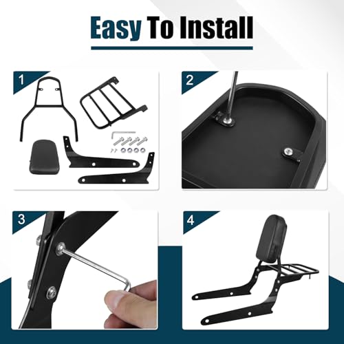 Motorcycle Passenger Backrest Sissy Bar With Back Rest Cushion Pad And Luggage Rack Compatible With For Honda Shadow Spirit 750 VT750C2 2007-2014 Shadow Phantom VT750C2B 2010-2019