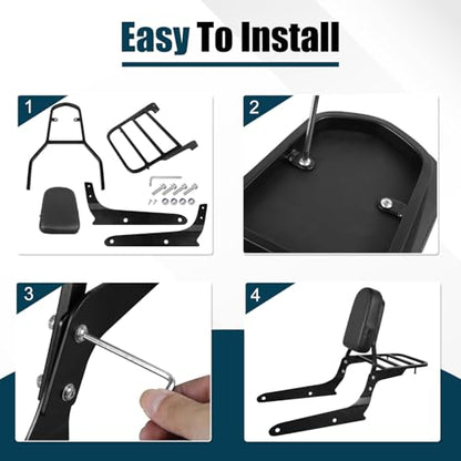 Motorcycle Passenger Backrest Sissy Bar With Back Rest Cushion Pad And Luggage Rack Compatible With For Honda Shadow Spirit 750 VT750C2 2007-2014 Shadow Phantom VT750C2B 2010-2019