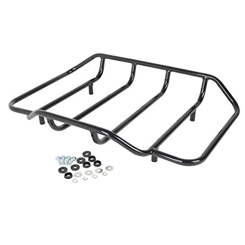 XFMT-moto-part King Trunk W/Black Latches Backrest Luggage Rack LED Light For Harley Touring 2014-2025 - color: W/ Black Latches Red Lens LED Light & Black Rack
