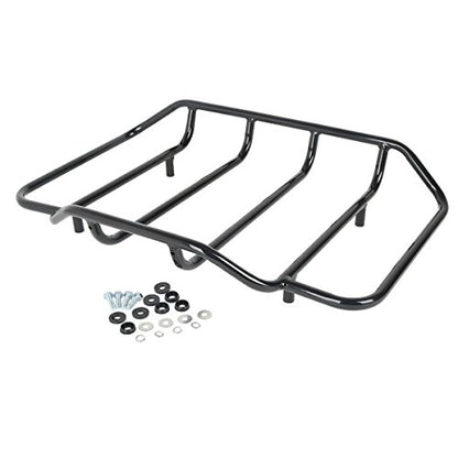 XFMT-moto-part King Trunk W/Black Latches Backrest Luggage Rack LED Light For Harley Touring 2014-2025 - color: W/ Black Latches Red Lens LED Light & Black Rack