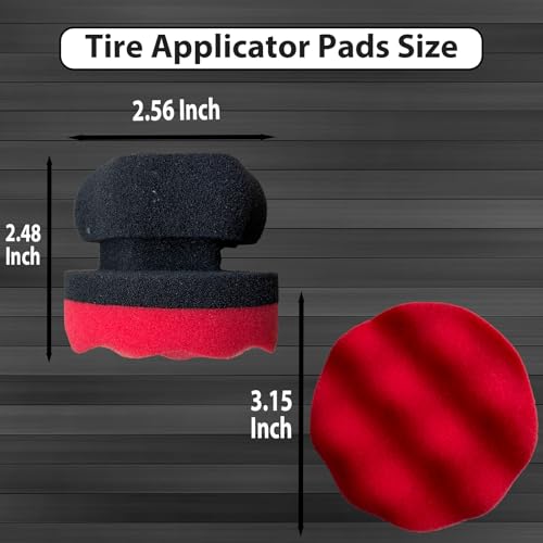Tire Shine Applicator Pads, 4 Pcs Tire Dressing Applicator, Reusable Tire Shine Sponge Wave Contoured for Car Detailing, 3.15inch (2 Red & 2 Black) - size: 3.15inch-2 Black & 2 Red