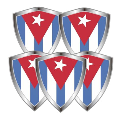 Cuba Flag Decal Sticker - Cuban Flags Shield Shape Reflective Vinyl Car Stickers - for Car Window Bumper Laptop Waterproof Sticker (5Pcs) - color: Cuba