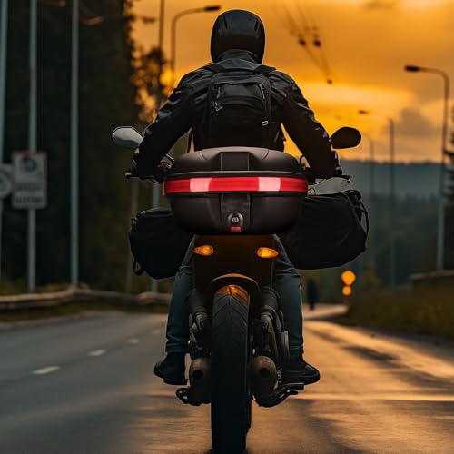 Yescom AHR 30L Motorcycle Top Case Trunk Black Tail Box Scooter Tour Motorcycle Storage Box Carrier with Lock for Helmet Luggage - size: 30L