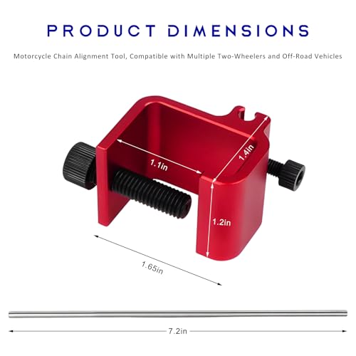 Chain Alignment Tool for Motorcycle, Professional Aluminum Alloy Sprocket Chain Adjustment Tool, Quick & Accurate Alignment Tools for ATV Scooter Dirt Bike Chains Maintenance (Red) - color: Red