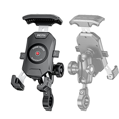 iMESTOU Anti-Theft Motorcycle Phone Mount Bike 1 Ball Phone Holder Handlebar Double Socket Arm Cellphone Holder with Aluminum 1" Ball Base 360 Rotation Universal for 4.0-7.0 Inch Smartphones - style: Double Socket Arm- No Charge Style