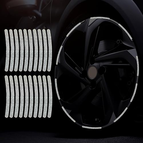 20PCS Car Wheel Reflective Decorative Strip,Night Safety Warning Stickers,Cars,Motorcycles,Bicycles are Applicable, Colorful and Diverse, a Street the Most Beautiful Car (Bling Silver) - color: Bling Silver