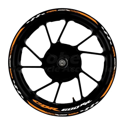CBR 17 inch Wheel Rim Stickers Decals Tape Compatible with CBR600RR 2003-2025 F5 Motorcycle Reflective Rim Tapes Sticker Stripe (Orange) - color: Orange