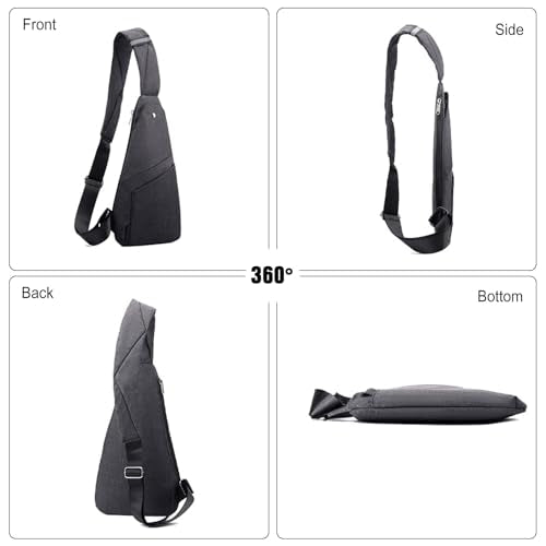 FANDARE Lightweight Sling Bag Men Chest Pack with Reflective Strips Women Versatile Motorcycle Crossbody Bags Cover Shoulder Carry Body Wallet for Hiking Running Outdoor Travel Daypacks Black Grey - color: Black Grey