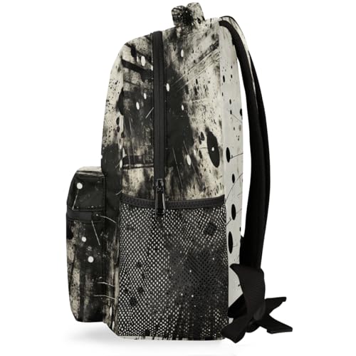 Travel Backpack for Women Men, Abstract Black White Splatter Painting Lightweight Casual Daypack, Large 16 Inch Laptop Backpack for Travel & College - color: Abstract Black White Splatter Painting
