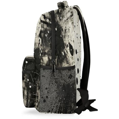 Travel Backpack for Women Men, Abstract Black White Splatter Painting Lightweight Casual Daypack, Large 16 Inch Laptop Backpack for Travel & College - color: Abstract Black White Splatter Painting