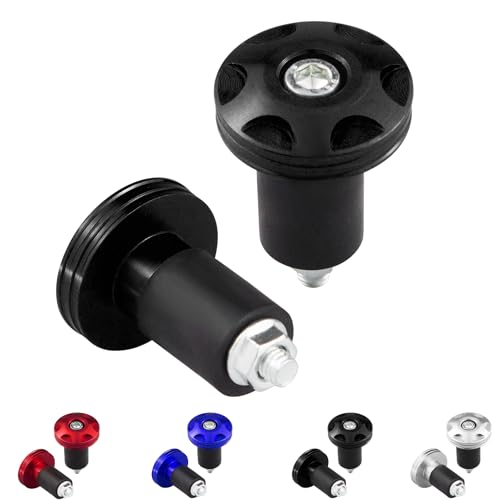 22mm Motorcycle Handlebar Hand Grip End Cap, Personalized and Colorful End Slider Cap Plug Aftermarket Parts Universal.Make Your Motorcycle Unique.2Pcs. - color: Black