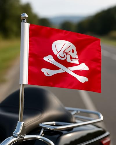 AGAS Henry Every Pirate Motorcycle Flag 6x9 inch - Double-Sided Printed 2-Ply Durable Knitted Polyester - 0.75 inch Sleeve- Fits on 3/8" Mount Pole - color: Henry Every