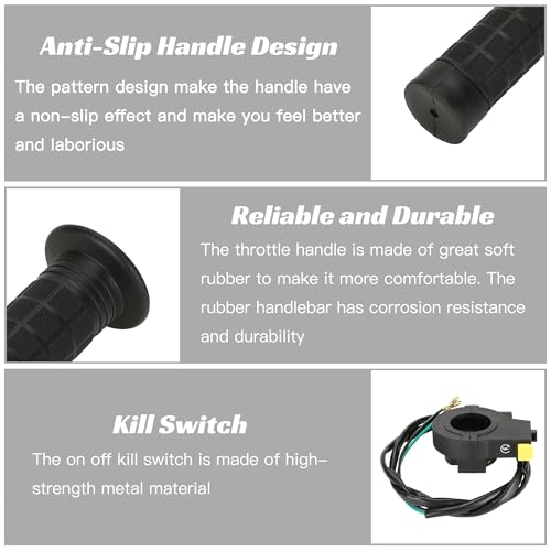 YOXUFA Throttle Cable Twist Throttle Handle Grip Assembly for 2 Stroke Engine 80cc 100cc 49cc 50cc Gas Motor Motorized Bicycle Bike Parts with 7/8" 22mm Handlebar