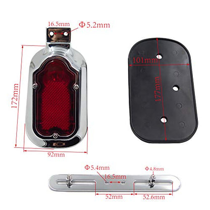 XH3118B-A- Motorcycle Chrome Red Metal Tombstone Brake Tail Light Signal Compatible with Motorcycle Bike - color: Red