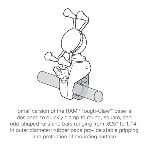 RAM MOUNTS X-Grip Phone Mount with Tough-Claw Clamp, Adjustable Handlebar & Rail Mount for Motorcycle, Bike & ATV, B Size 1" Ball RAM-HOL-UN7-400U