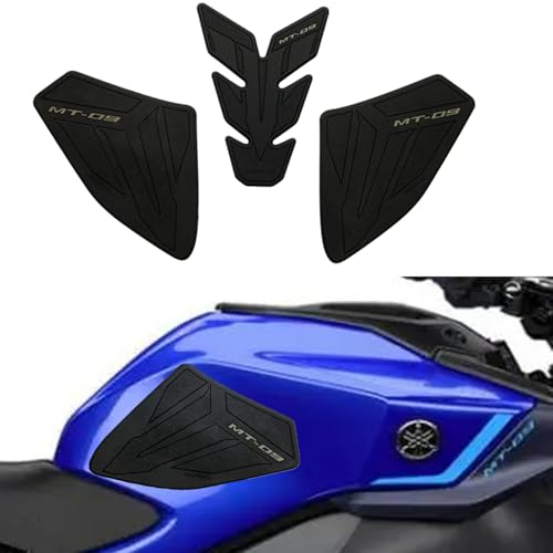 NIGHT CAT Motorcycle Fuel Tank Protector Compatible with MT-09 MT 09 MT09 Fuel Tank Pad Non-SlipTank Side Traction pad Gas Tank Sticker Set(Black) - color: Black