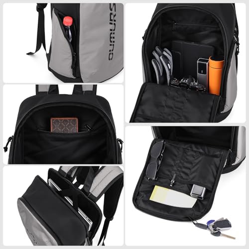 Oumurs Reflective Backpack 1800D Water-resistant Oxford Cloth Backpack Laptop Backpack for Motorcycle, Travel, Cycling, Work, Sport, Hiking, Gym, Black