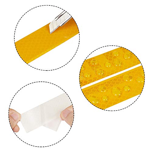 TOMALL 35.2'' Strong Reflective Stripe Stickers High-Intensity Night Visibility Reflective Decal Universal Safety Warning Diamond Grade Waterproof Self Adhesive for Car Trunk (Orange) - color: Orange
