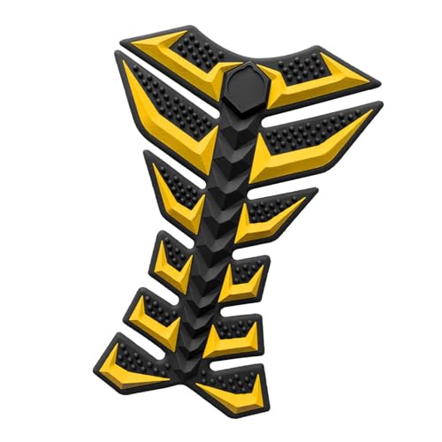 Motorcycle Gas Tank Sticker Protector Decal, 3D Easy to Install Durability Decorative, Accessory Essential, Fish Bone Sticker, Yellow - color: Yellow