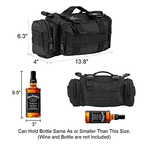 BraveHawk OUTDOORS Bike Handlebar Bag, 900D Nylon Oxford Multi-purpose Waist Bag Water Resistant Bicycle Cycling Pack (Black) - size: Medium
