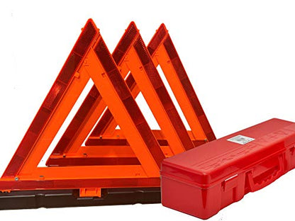 Foxfire Safety Lites Roadside Emergency Reflective Warning Triangles with Carrying Case, DOT Approved, Weighted Base, 3 Pack, F3TK