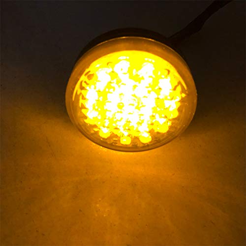 1 Pair Universal Round Yellow Lens 24 LED Reflectors Tail Lamps Brake Marker Turn Signal Lights for Auto Vehicle,Truck, Trailer, RV, Motorcycle
