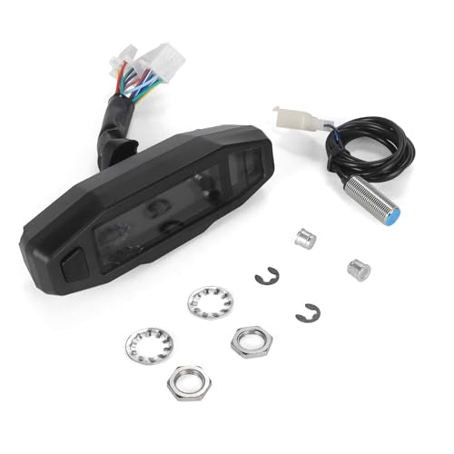 12000 RPM Digital Motorcycle Speedometer Gauge Cluster - 9-16V Universal Fit for 8-22 Inch Wheels, Mini LCD VA Screen