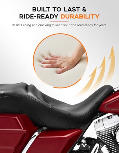 XMT-MOTO Driver Passenger Seat Cushion Fit for Harley Davidson Touring Electra Glide Classic 1997-2007 - style: Seat For Harley Touring '97-'07