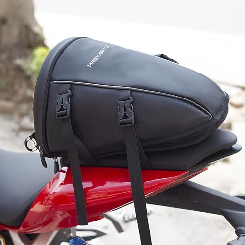 MRSXXNTY Motorcycle Tail Bag Saddle Bags Motorcycles Motorcycle Accessories Gear for Men Tapered Rear Seat Bag Waterproof & Expandable Suitable for Outdoor Cycling and Daily Commuting